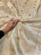 Beige Banarasi SemiKatan Silk Partywear Saree