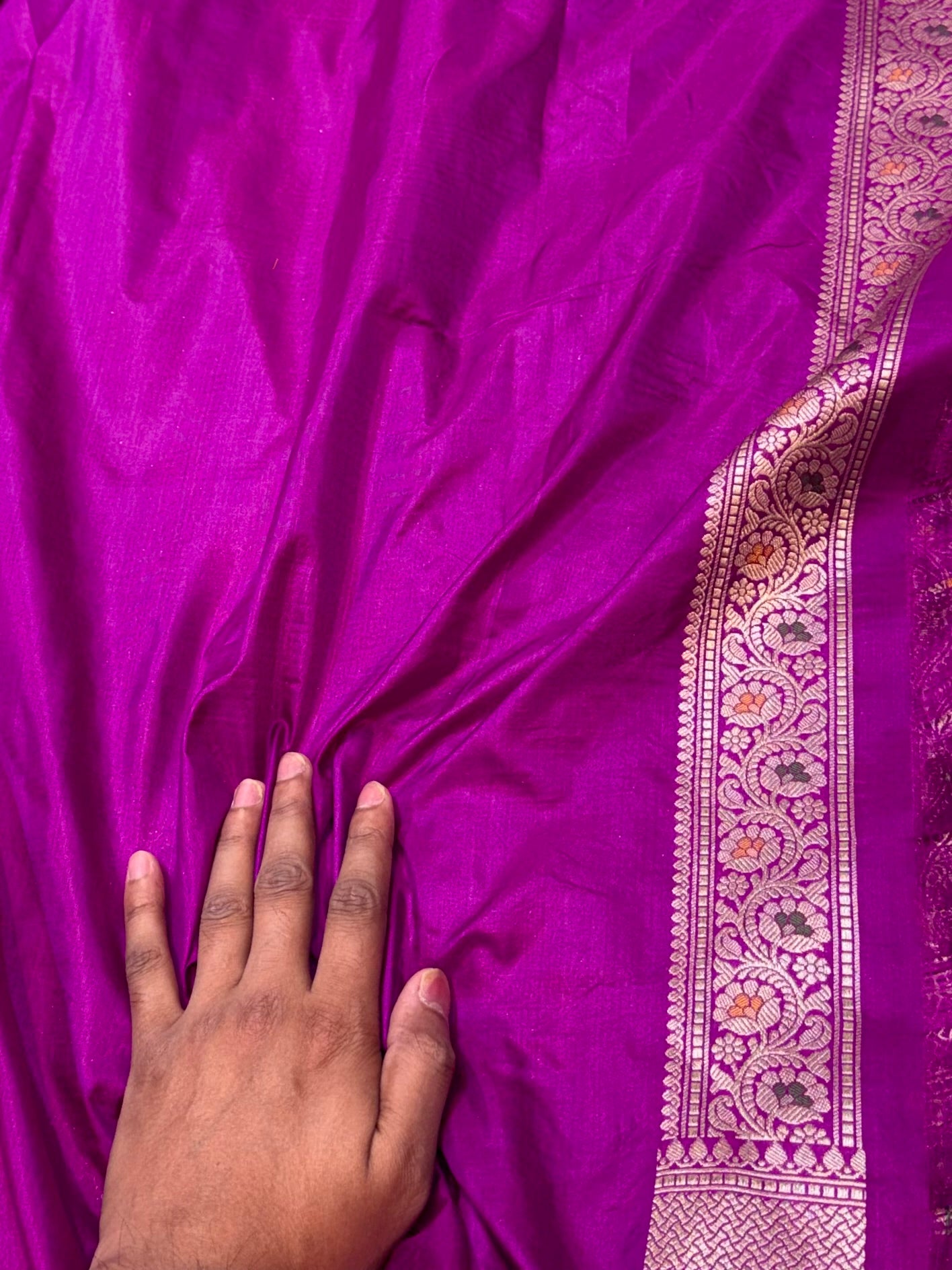 Magenta Pink 100% Pure Banarasi Katan Silk Meenakari Brocade Saree
