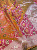 Dual Shade Pink Pure Banarasi Katan Silk Meenakari Saree
