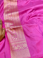 Pink 100% Pure Banarasi Katan Silk Meenakari Saree