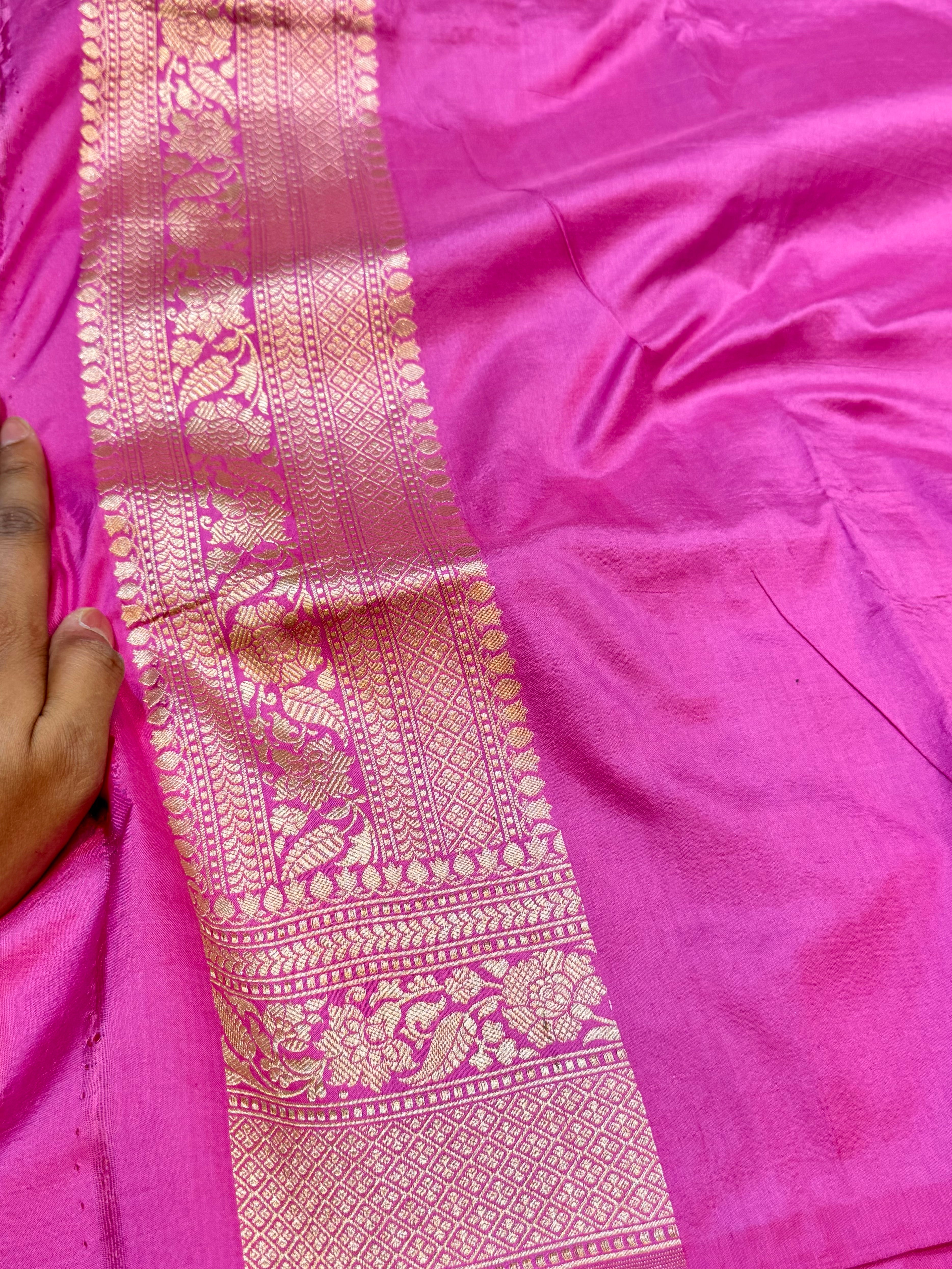 Pink 100% Pure Banarasi Katan Silk Meenakari Saree