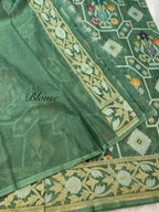 Green 100% Pure Ektara Banarasi Cotton Jamdani Saree