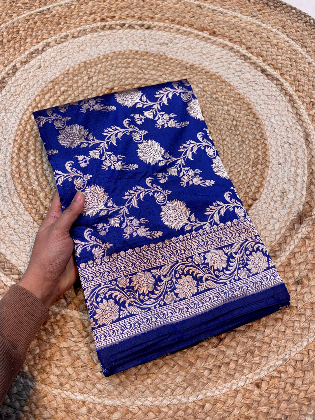 Royal Blue 100% Pure Banarasi Katan Silk Saree