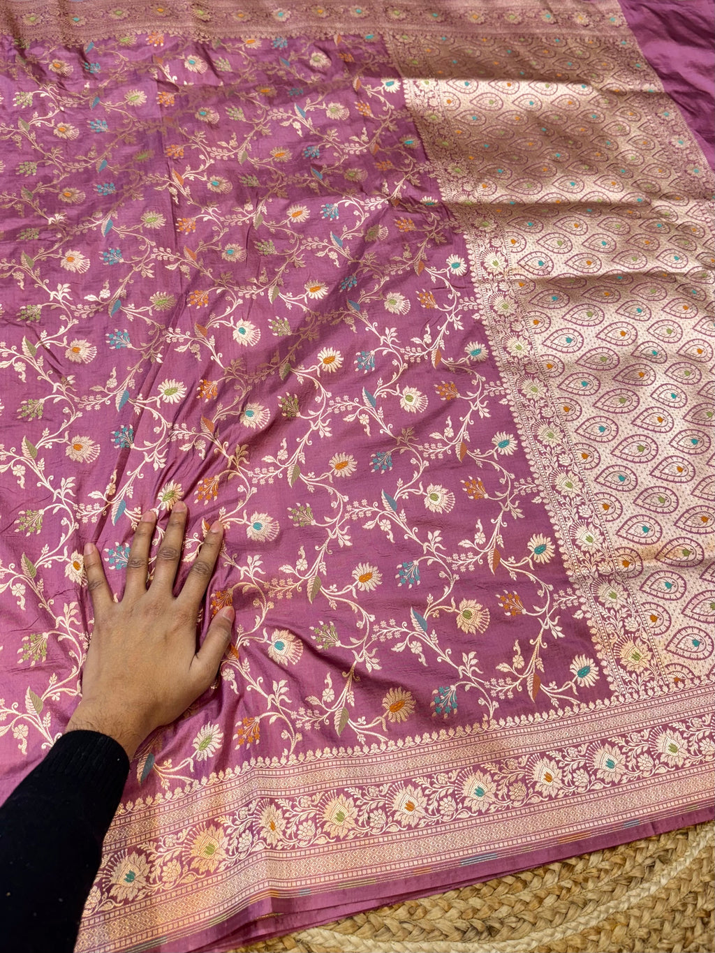 Prebook | Dusty Lilac 100% Pure Banarasi Katan Silk Meenakari Saree