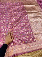 Prebook | Dusty Lilac 100% Pure Banarasi Katan Silk Meenakari Saree