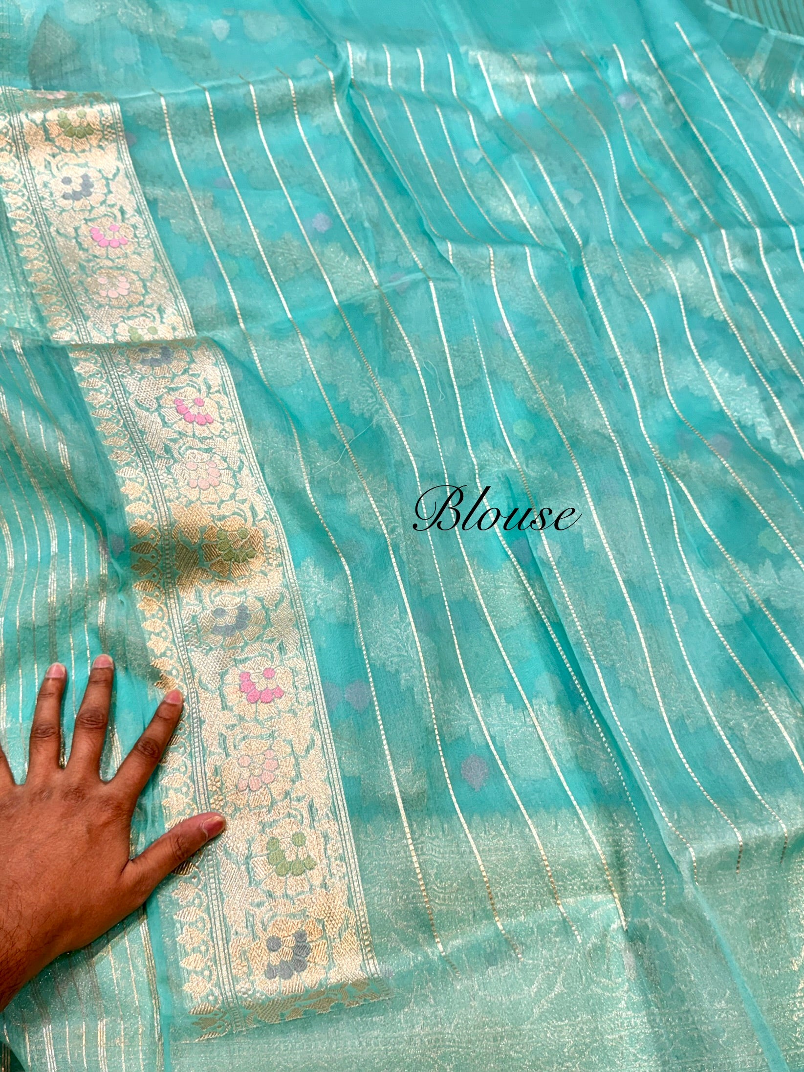 Pastel Sea Green 100% Pure Banarasi Kora Silk Handloom Handwoven Pattu Saree