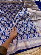 Prebook | Royal Blue 100% Pure Banarasi Katan Silk Meenakari Saree