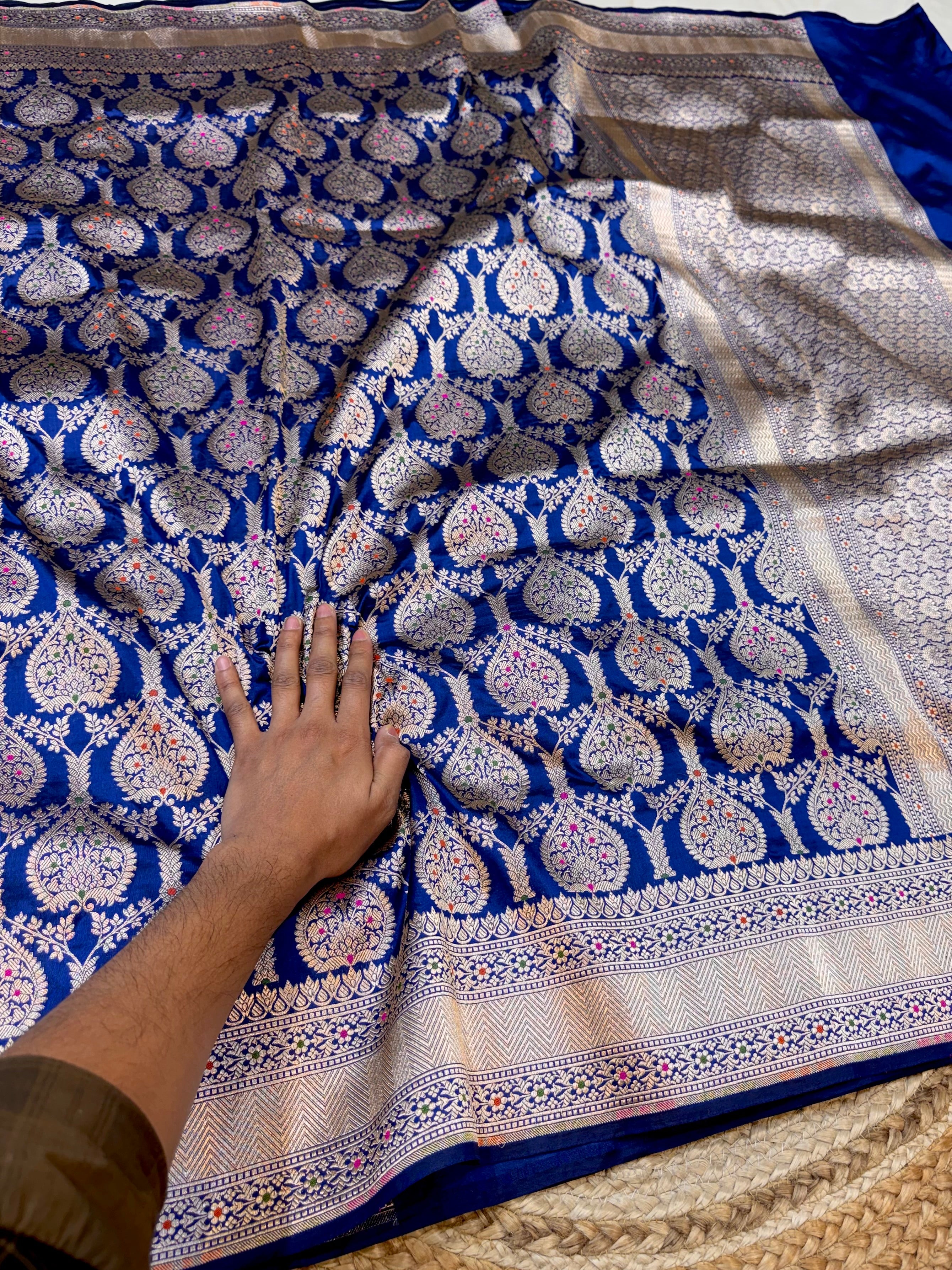 Prebook | Royal Blue 100% Pure Banarasi Katan Silk Meenakari Saree