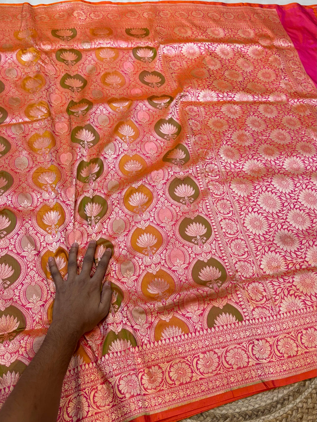 Prebook | Dual Shade Pink Exclusive Pure Banaras Katan Silk Rangkaat Saree