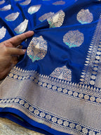 Peacock Blue Neeta Ambani Mam inspired 100% Pure Banarasi Katan Silk Meenakari Saree