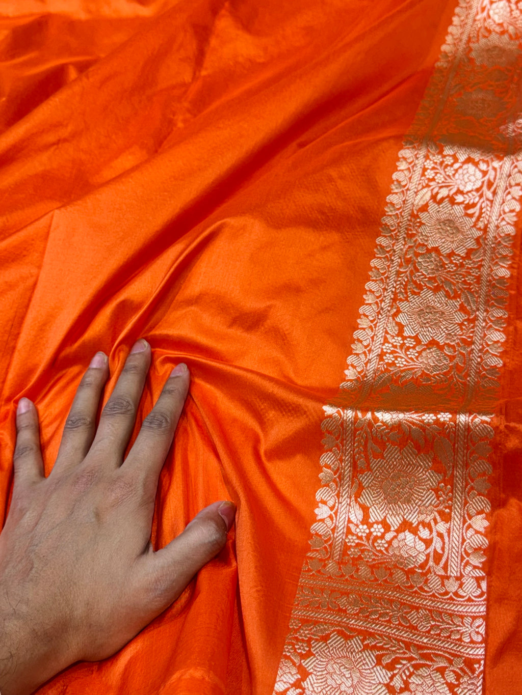 Fanta Orange 100% Pure Banarasi Katan Silk Saree