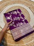 Prebook | Wine Purple 100% Pure Banarasi Katan Silk Saree