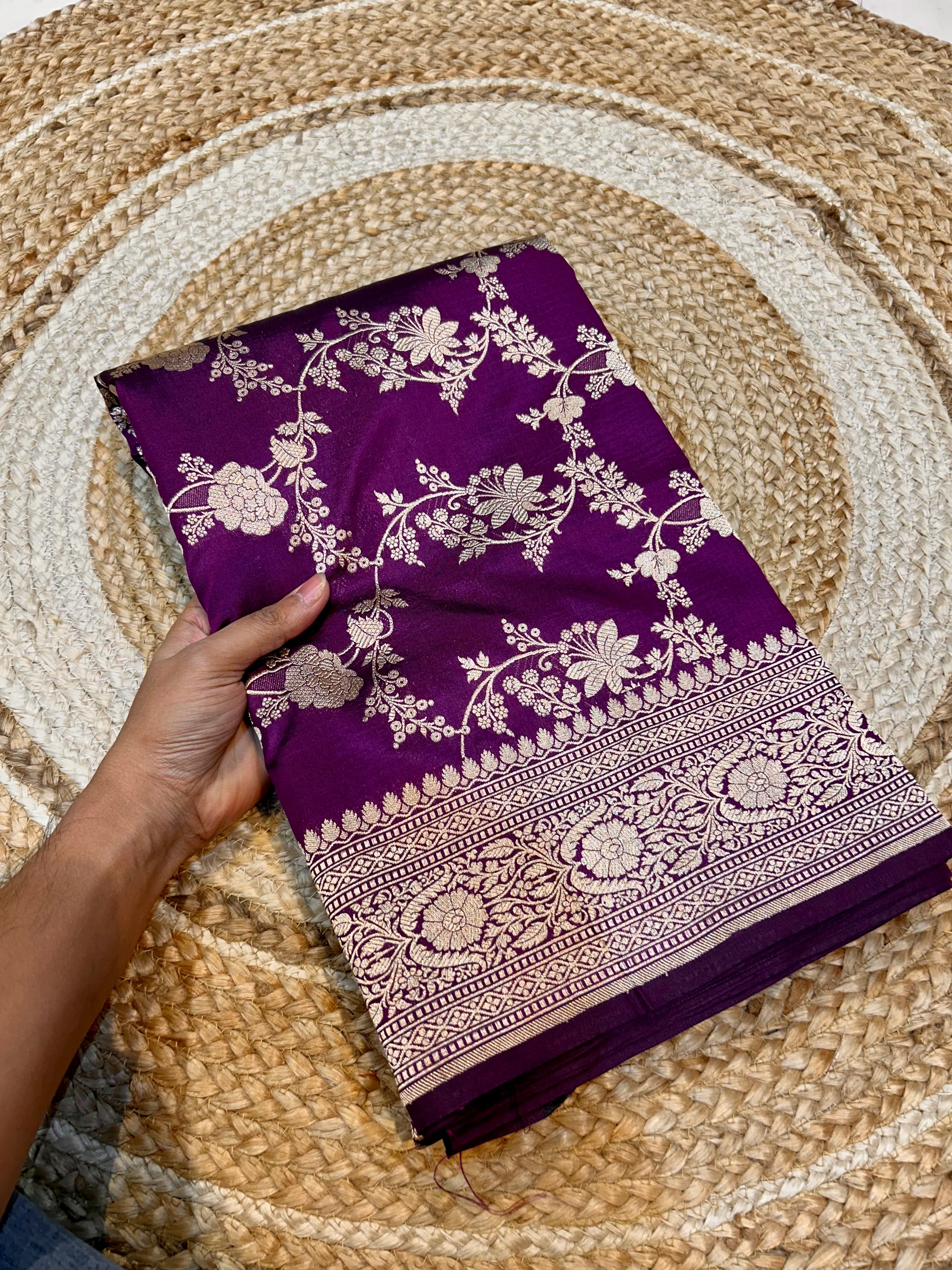 Wine Purple 100% Pure Banarasi Katan Silk Saree