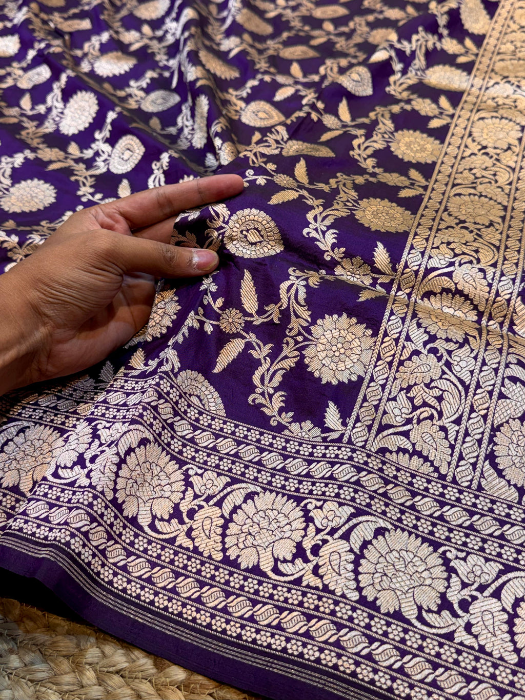Violet Purple Pure Banarasi Katan Silk Saree
