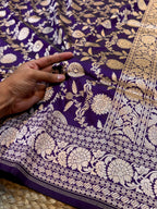 Violet Purple Pure Banarasi Katan Silk Saree