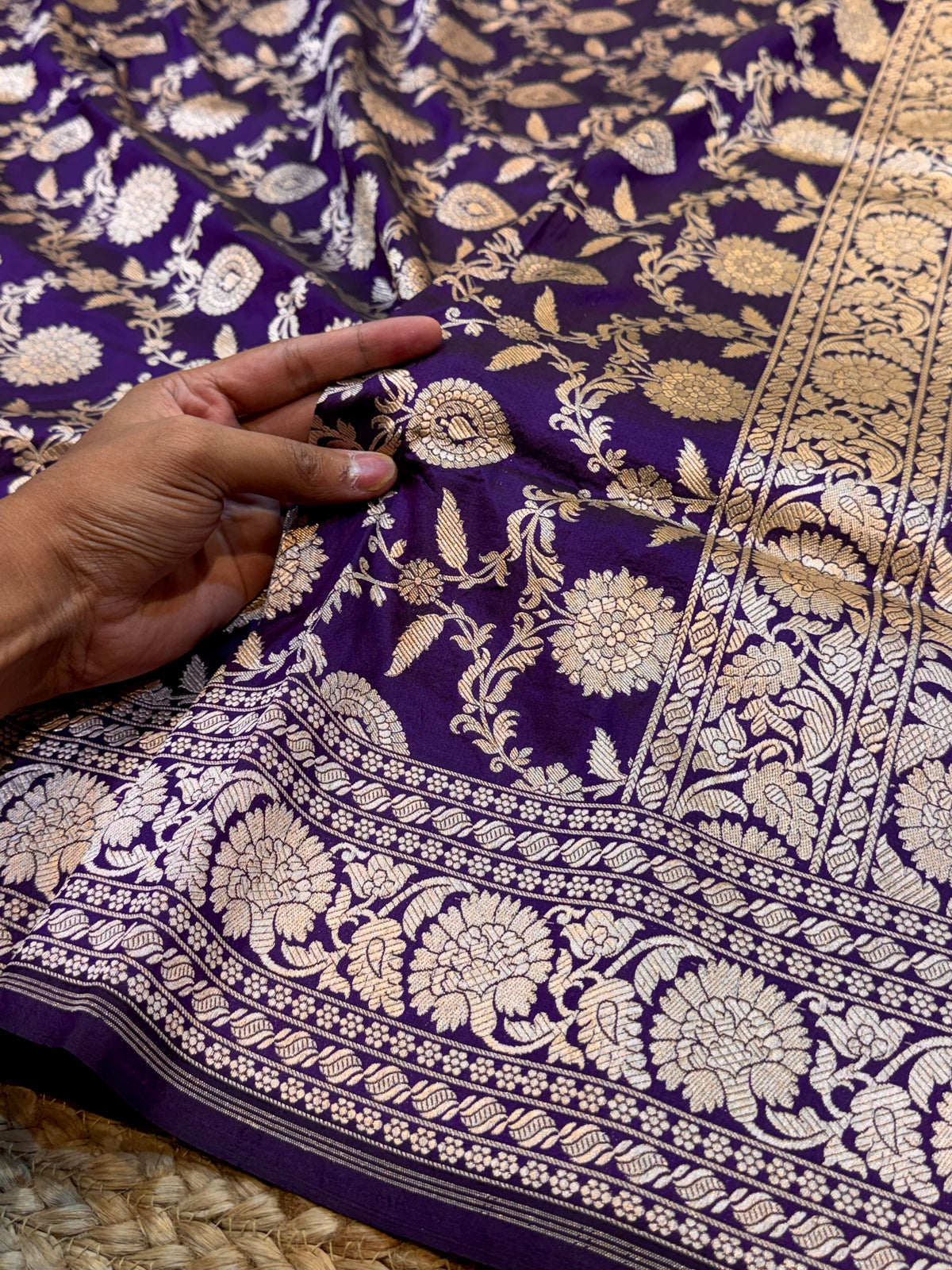 Violet Purple Pure Banarasi Katan Silk Saree