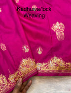 Magenta Pink 100% Pure Banaras Katan Silk Handloom Handwoven Pattu Saree