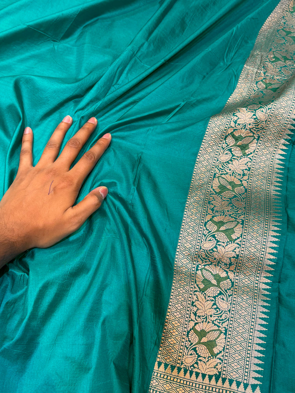 Sea Green 100% Exclusive Pure Banaras Katan Silk Rangkaat Saree