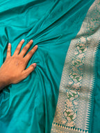 Sea Green 100% Exclusive Pure Banaras Katan Silk Rangkaat Saree