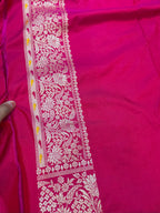 Rani Pink 100% Exclusive Pure Banaras Katan Silk Rangkaat Saree