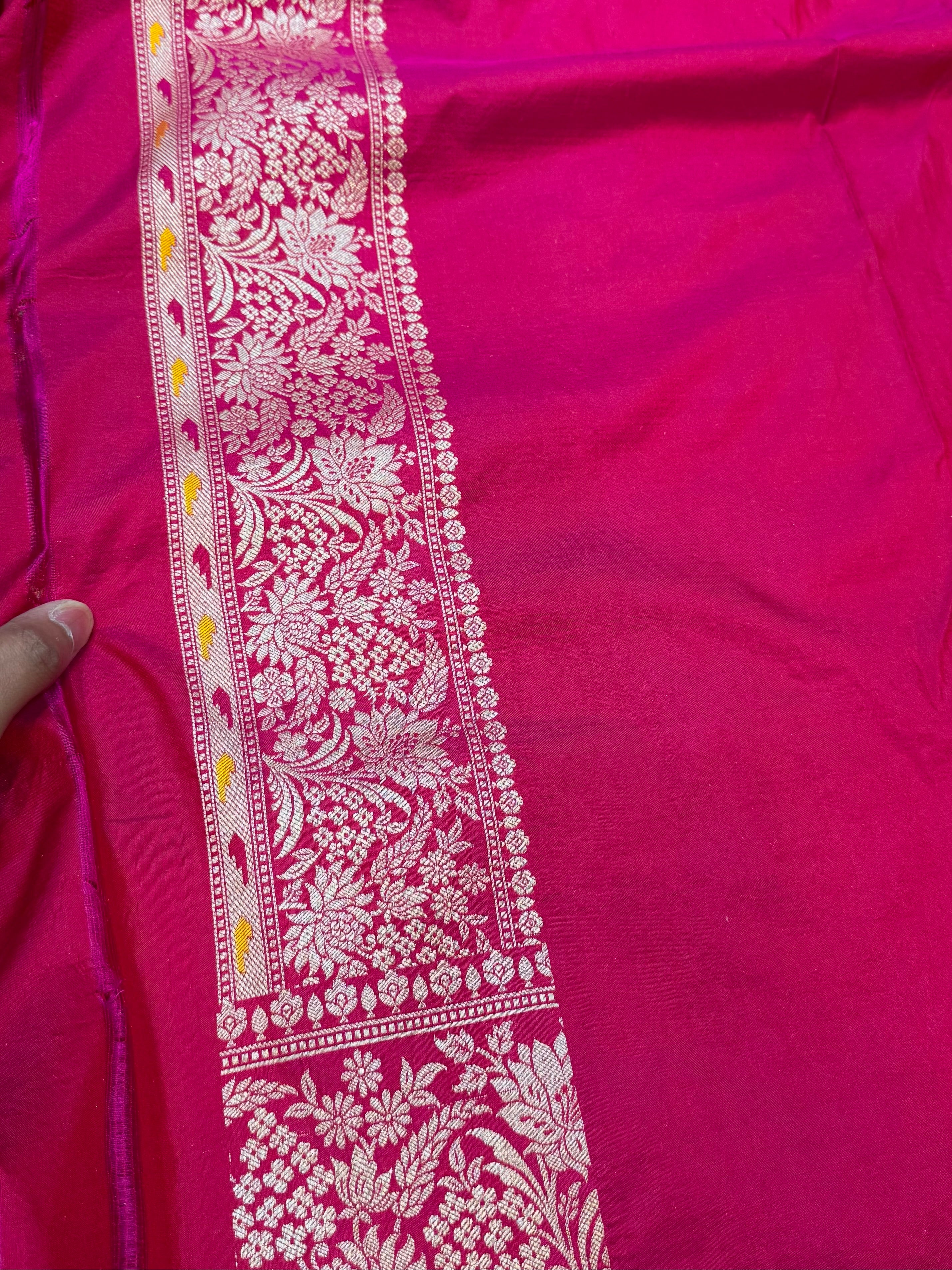 Rani Pink 100% Exclusive Pure Banaras Katan Silk Rangkaat Saree