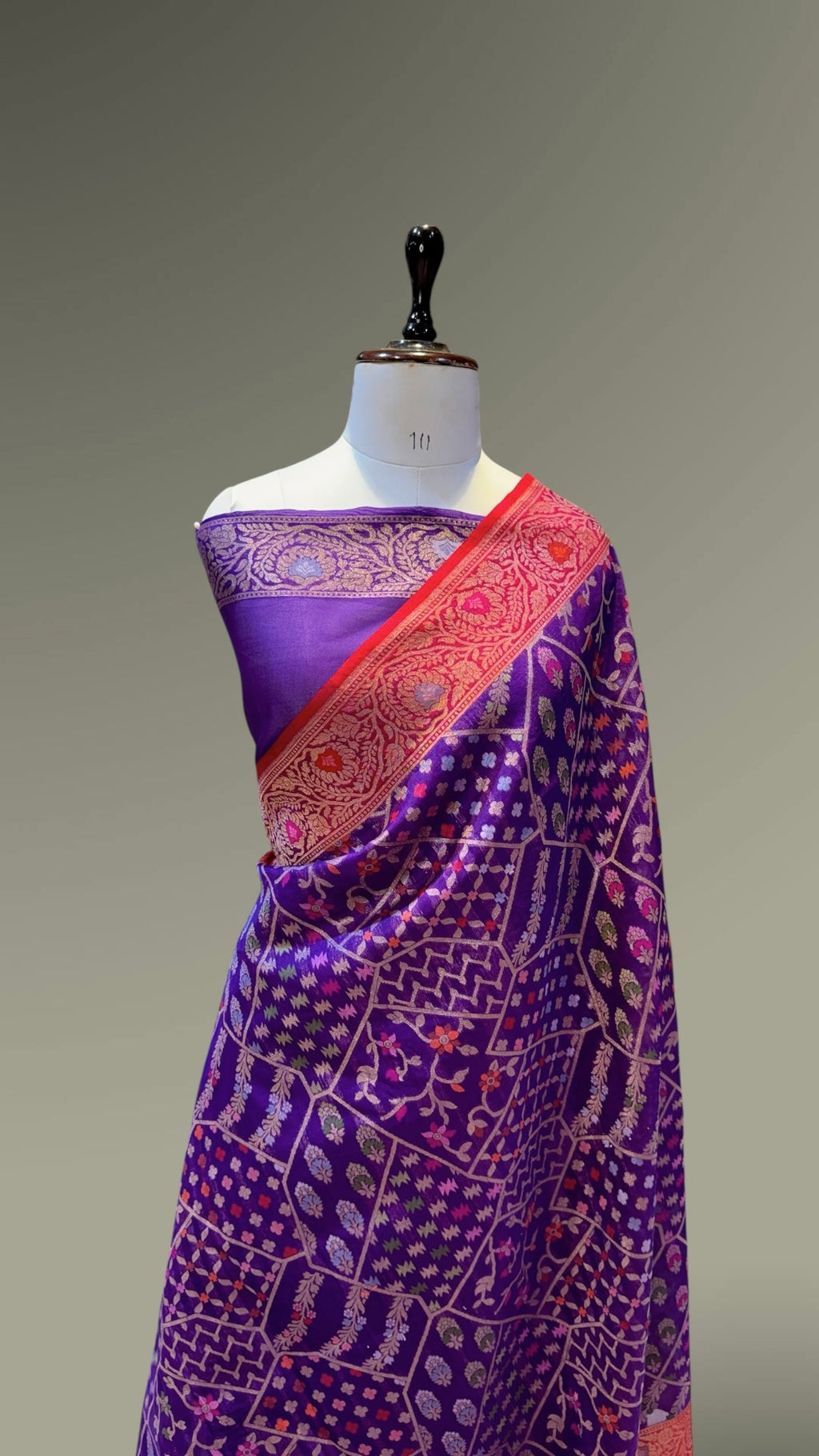 Purple 100% Pure Ektara Banarasi Kora Jamdani Saree