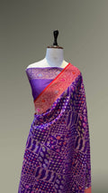 Purple 100% Pure Ektara Banarasi Kora Jamdani Saree