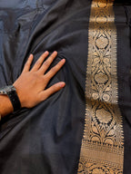 Black 100% Pure Banarasi Katan Silk Saree