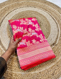 Dual shade Pink 100% Pure Banarasi Katan Silk Meenakari Saree