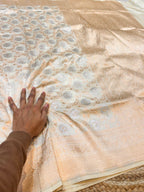 Ivory 100% Pure Banarasi Katan Silk Saree