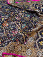 Dark Blue Pure Handloom Banarasi Ektara Kora Jamdani Saree