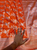 Fanta orange 100% Pure Banarasi Katan Silk Saree