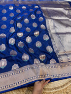 Peacock Blue Neeta Ambani Mam inspired 100% Pure Banarasi Katan Silk Meenakari Saree