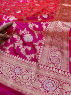 Rani Pink 100% Pure Banarasi Katan Silk Meenakari Saree