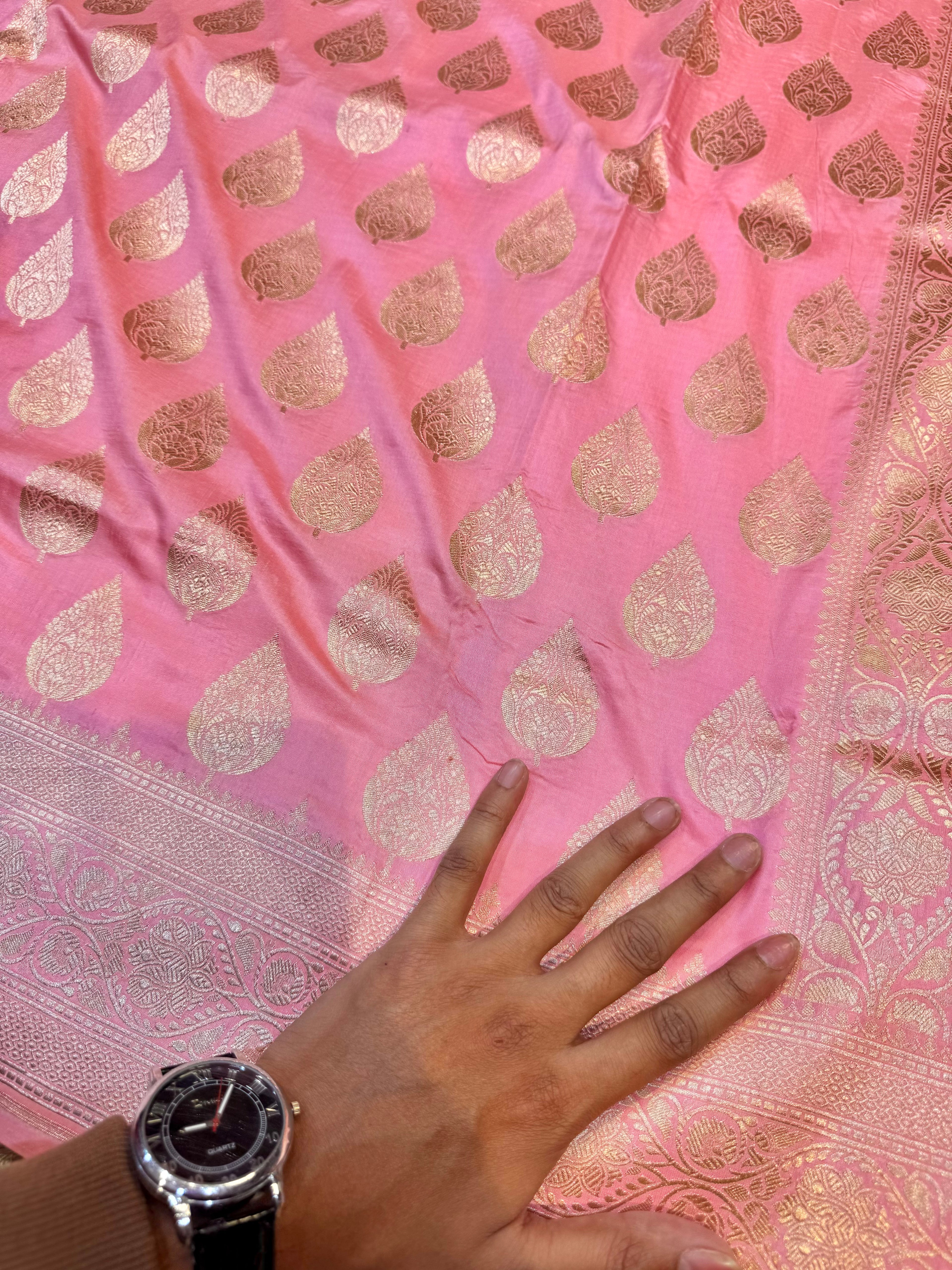 Prebook | Baby Pink 100% Pure Banarasi Katan Silk Saree