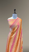Peach 100% Pure Banarasi Khaddi Georgette RANGKAAT Saree