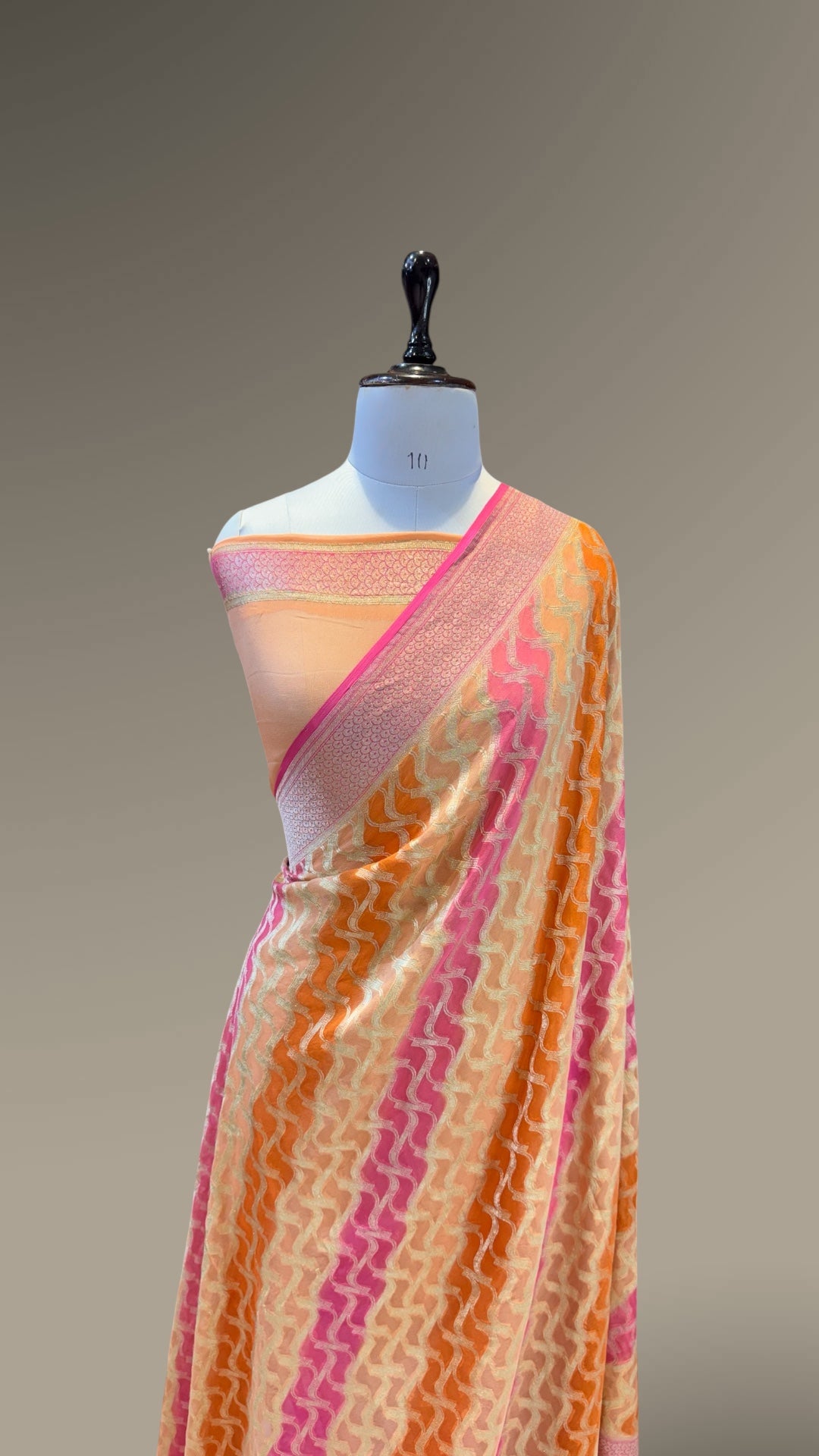 Peach 100% Pure Banarasi Khaddi Georgette RANGKAAT Saree