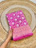 Pink 100% Pure Banarasi Katan Silk Meenakari Saree