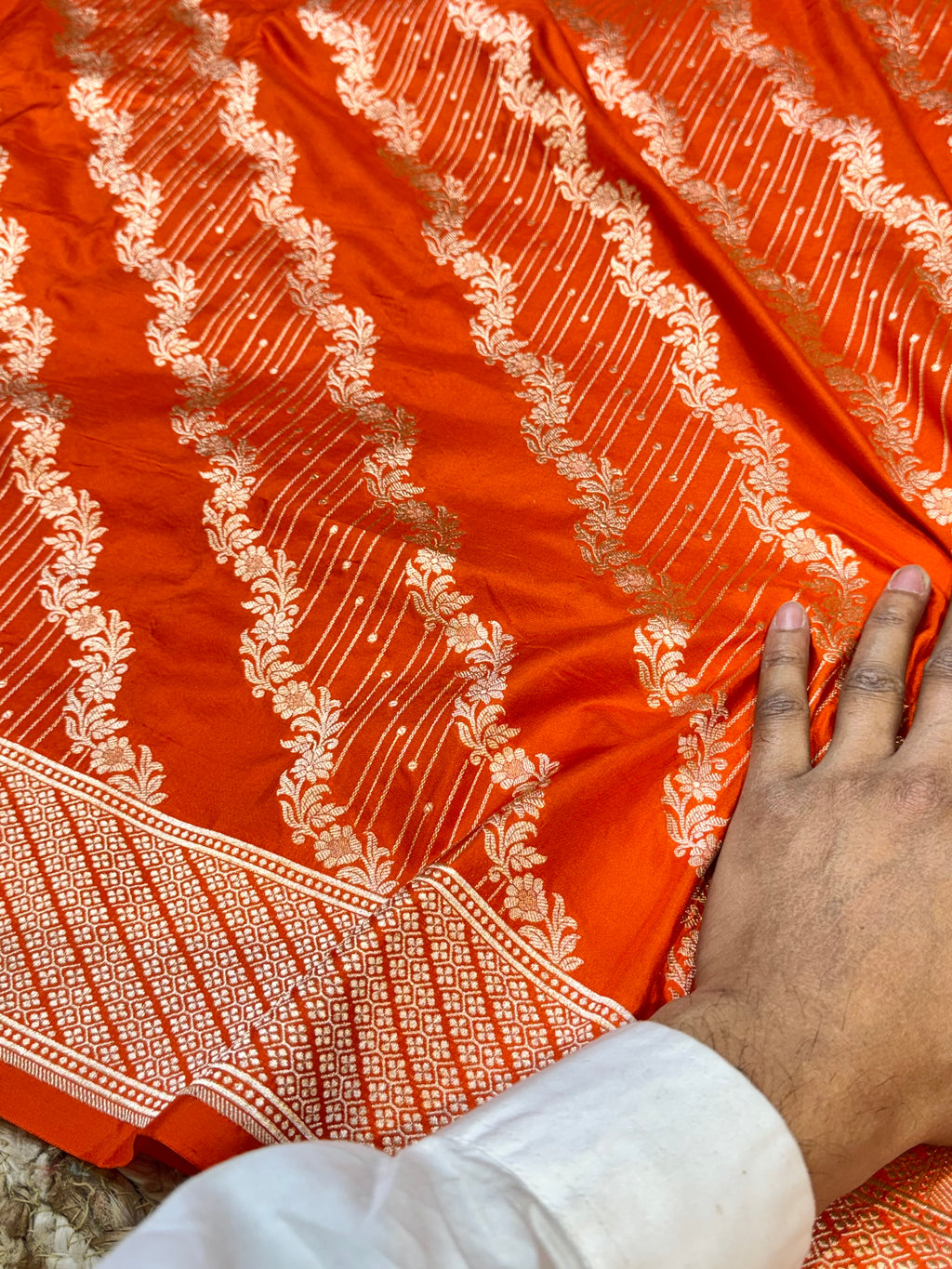 Prebook | Fanta Orange 100% Pure Banarasi Katan Silk Saree