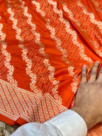 Prebook | Fanta Orange 100% Pure Banarasi Katan Silk Saree