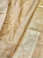 Diamond Beige 100% Pure Tissue Silk Banarasi Partywear Saree