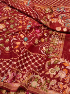 Maroon 100% Pure Ektara Banarasi Cotton Jamdani Saree