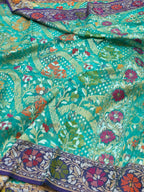 Ice Blue 100% Pure Ektara Banarasi Kora Jamdani Saree