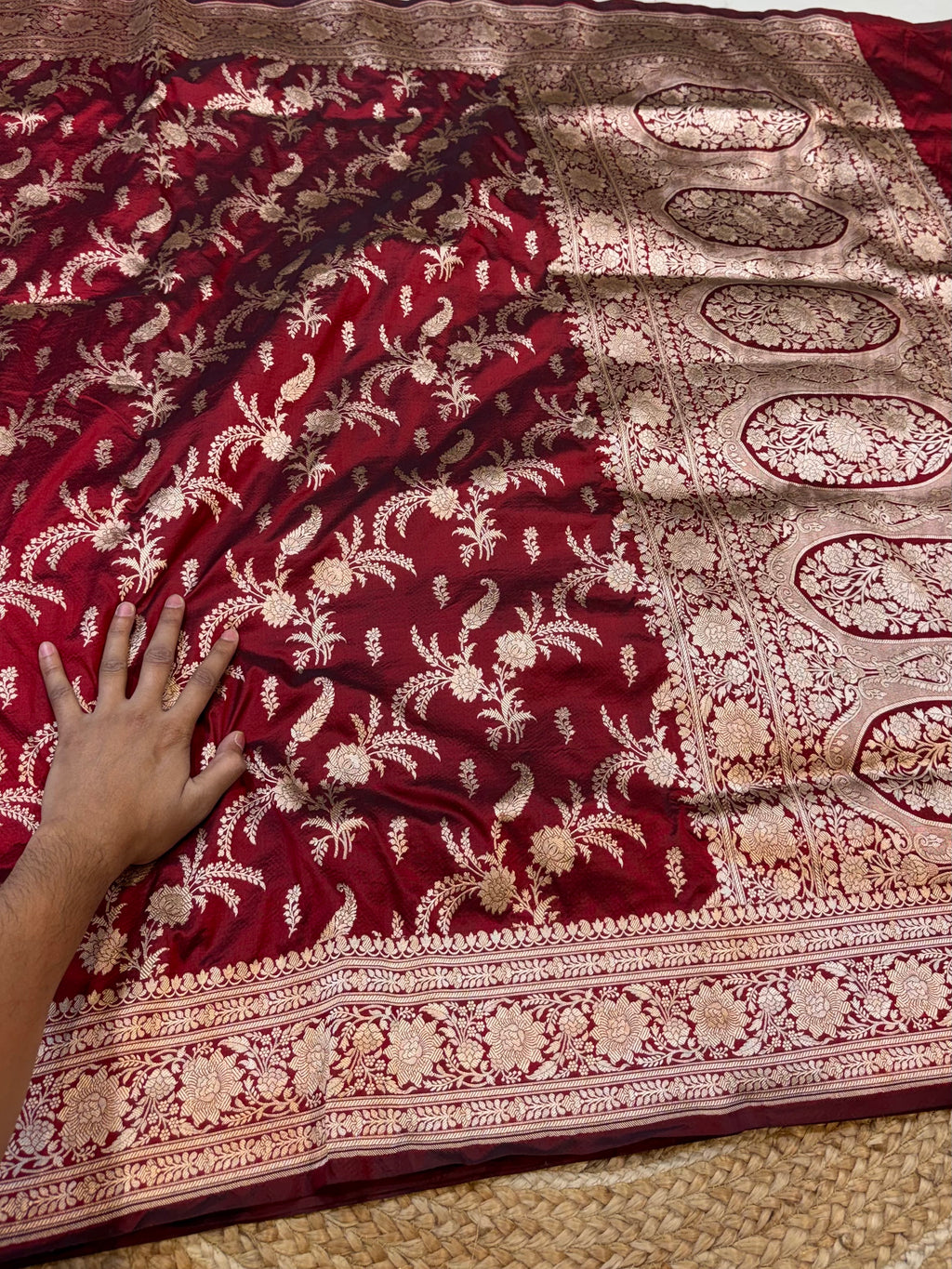 Maroon 100% Pure Banarasi Katan Silk Saree