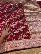 Maroon 100% Pure Banarasi Katan Silk Saree