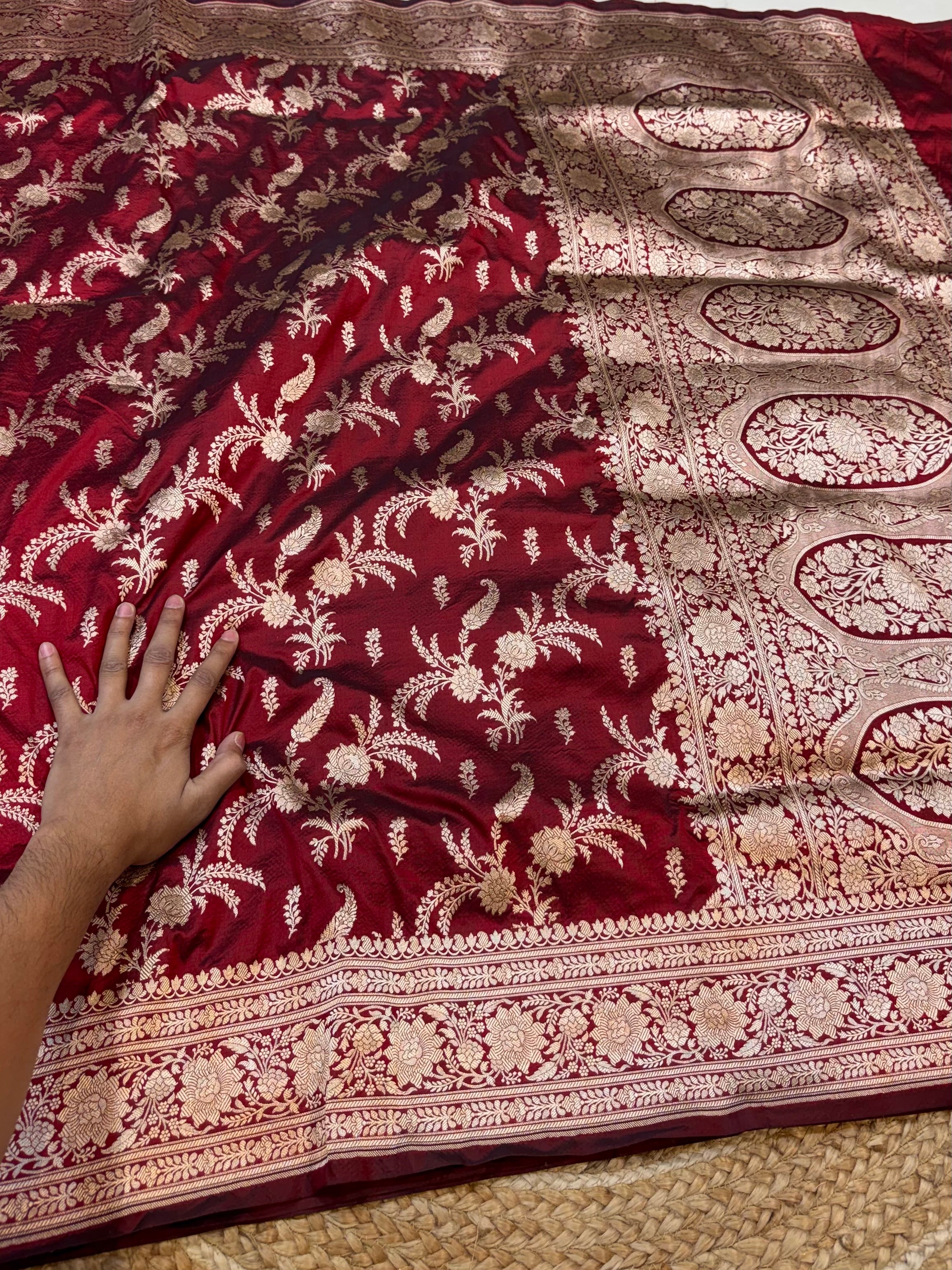 Maroon 100% Pure Banarasi Katan Silk Saree