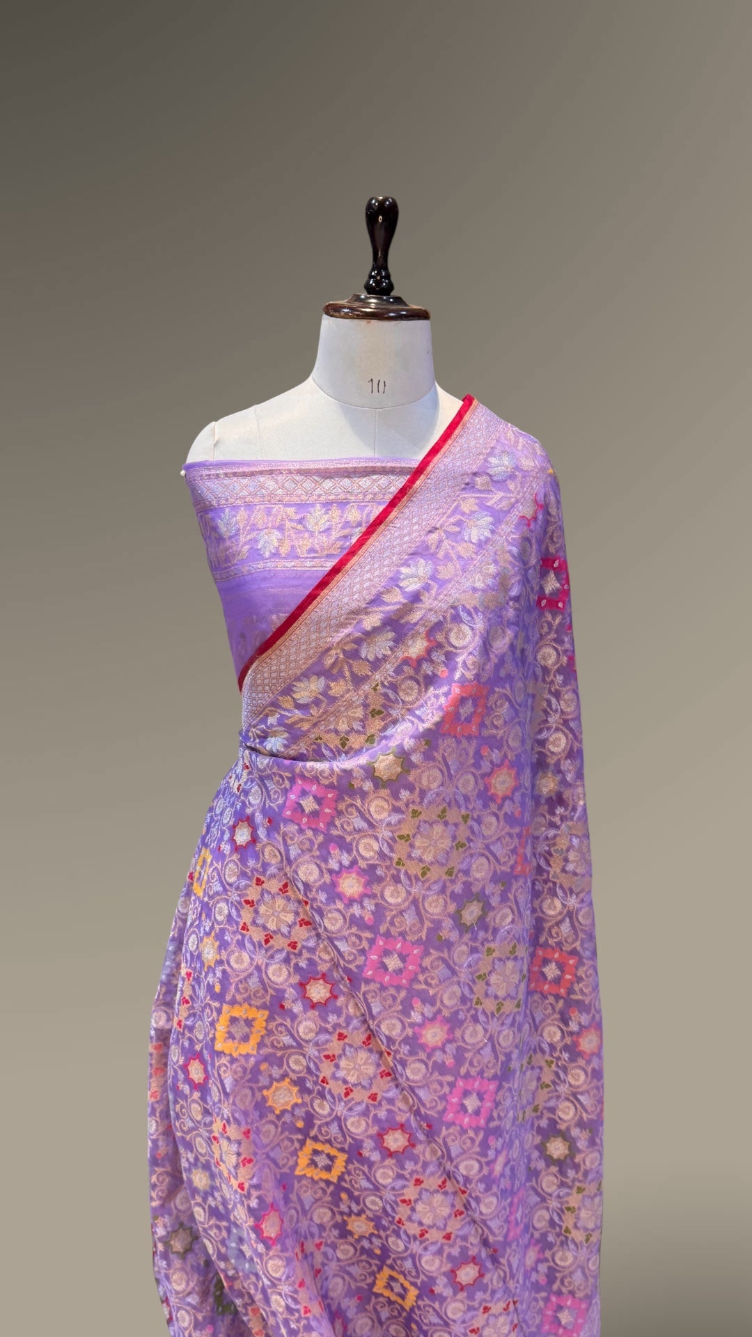 Prebook | Lavender Pure Banarasi Ektara Kora Jamdani Saree