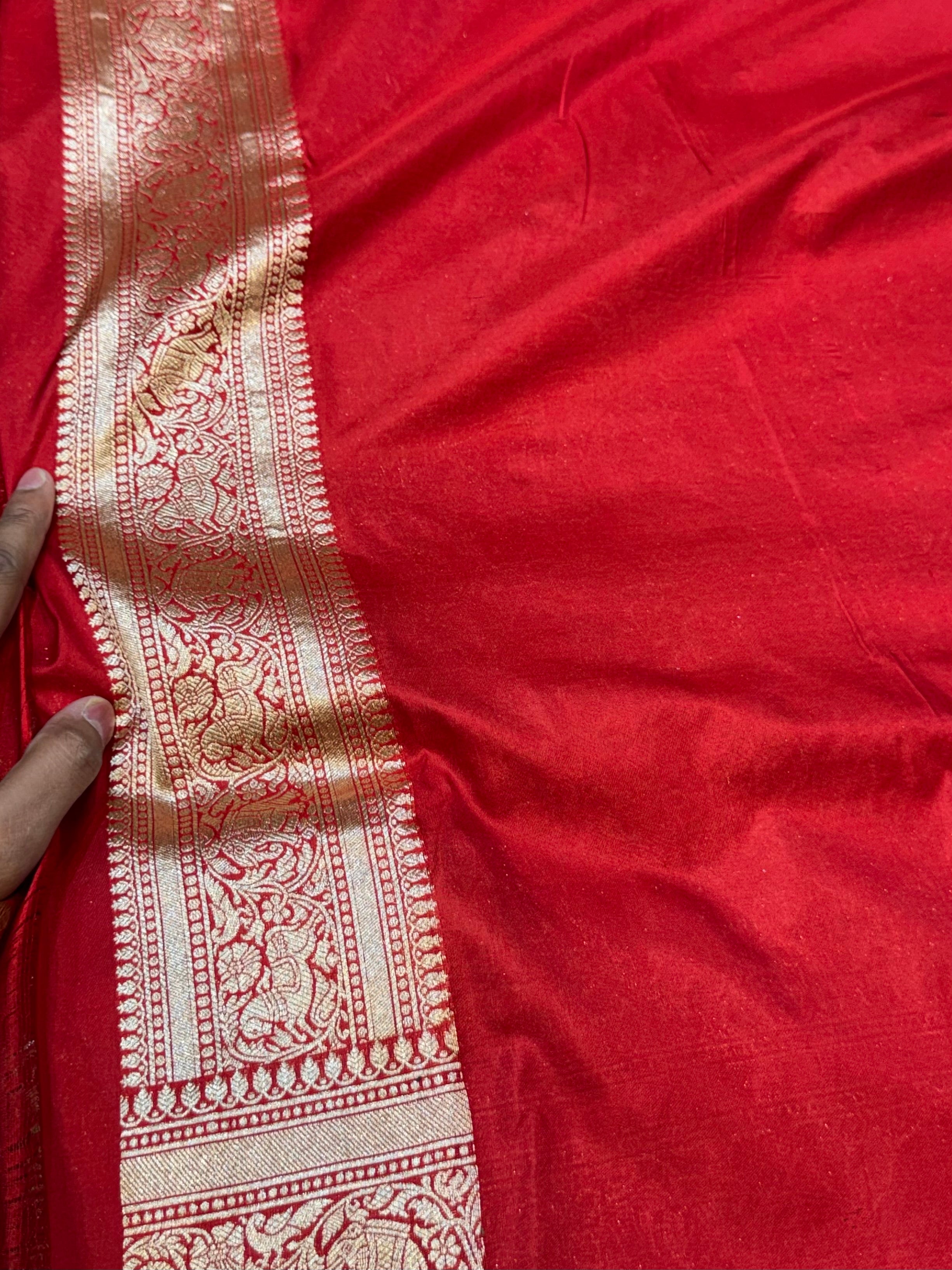 Bridal Red 100% Pure Banarasi Katan Silk Brocade Saree