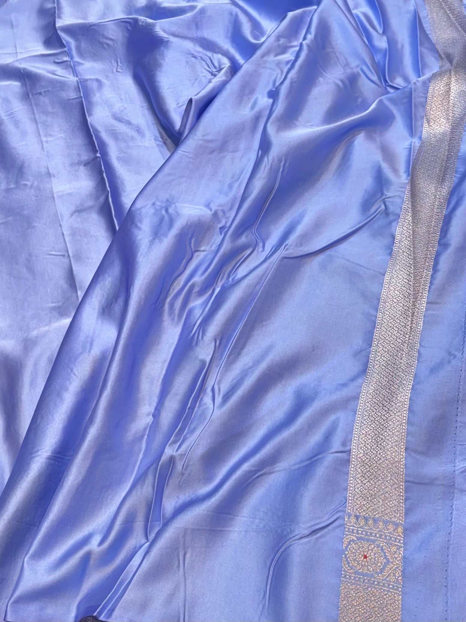 Powder Blue Banarasi Soft Meenakari Mashru Silk Partywear Saree