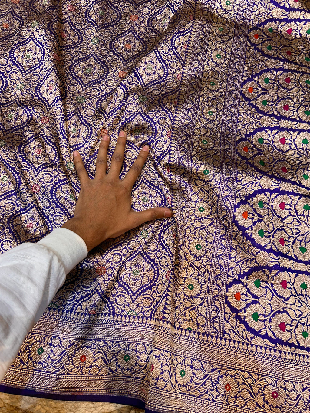 Royal Blue 100% Pure Banarasi Katan Silk Meenakari Brocade Saree